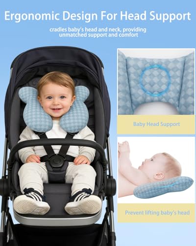 Image of KAKIBLIN Baby Travel Pillow, Upgraded Baby Neck Pillows for Car Seat, Infant Neck Support Pillow for Head and Neck,Newborn Head Support for Car Seat,Pushchair