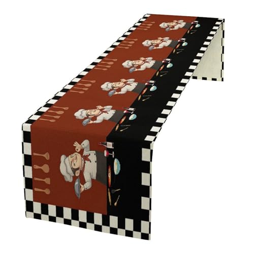 Kitchen Chef Table Runner for Kitchen Dining Thanksgiving Christmas Baby Wedding Party Decoration Table Decor 13x70Inch