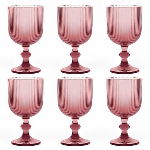 GMMH Juego de Copas de Vino Vintage con Relieve 350 ml, Vasos de Boda para Champán, Jarra y Cuenco de Postre