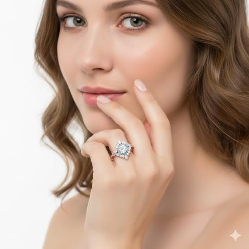 Image of 55Carat Choose Your Gemstone Round Halo Floral Engagement Ring Rose Gold Plated Round Shape Vintage Engagement Rings Everyday Jewelry Wedding Jewelry Handmade Gifts for Wife US Size 4 to 12