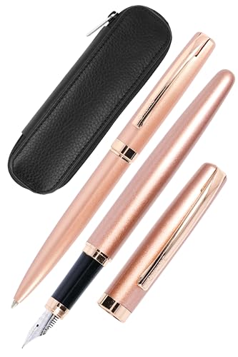 Stylo-plume iridium M Eleganza avec stylo-bille et étui cuir pour écriture fluide