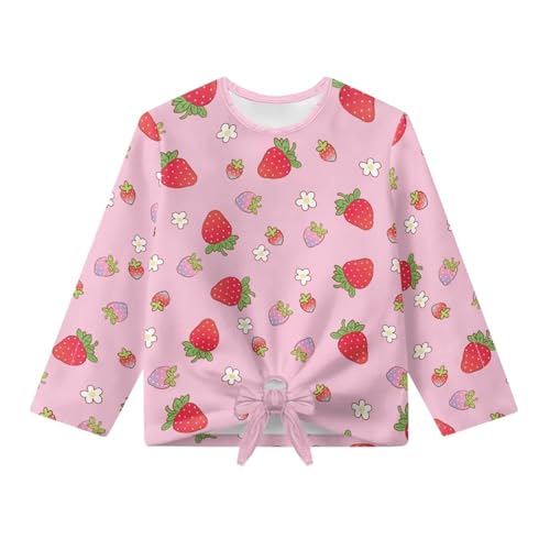 Long Sleeve Shirts for Girls Comfy Athletic Tees Top Casual Tie Knot Front Blouse Kids Fall Sweatshirts4