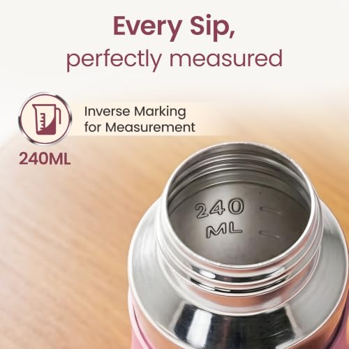 Image of LuvLap Baby Steel Feeding Bottle 240ml, Made of SS304 Rust Free Steel, Baby Milk /Water Bottle with Dust Cover, Heat Protective Silicone Cover, BPA Free, Odour Free, Leak Proof, Pink, 0M+