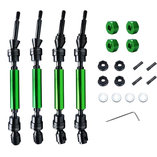 4Pcs Front & Rear CVD Drive Shaft with 12mm Hex Hub for Traxxas Slash 4X4/Stampede, 4X4/Rustler, 4X4/Hoss, 4X4 RC Truck Upgrades Parts Replace 6852 6851(Green)