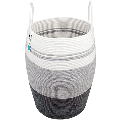 Casaphoria Extra Large Woven Cotton Rope Storage Basket With Handles For Organizing,Tall Woven Baskets For Clothes Blanket Pillows,Oversized Versatile Laundry Hamper For Bathroom Livingroom Bedroom #TOP1