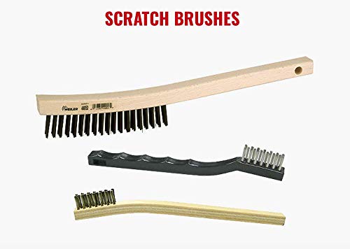 Image of Weiler 44119 0.006 inch Wire Size, 5 inch Brush Length, 10 inch X 1-1 /8 inch Block Size, 4 x 18 No. of Rows, Brass Bristles, Hardwood Block, Plater's Scratch Brush, Made in the USA (Pack of 12)