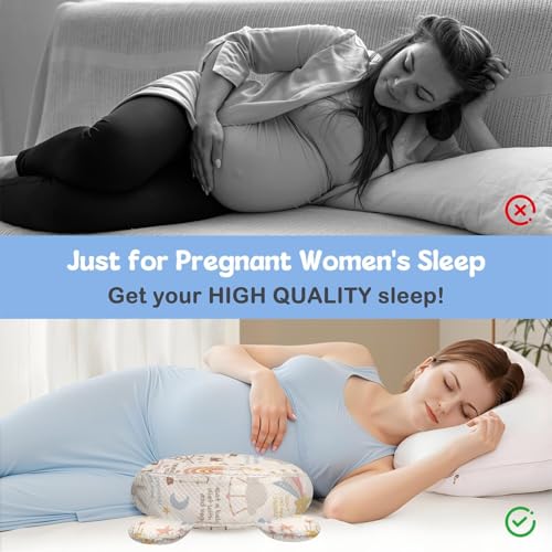 Image of Pregnancy Pillow for Sleeping,Maternity Pillow with Cooling,Maternity Support for Back and Hip Relief,Soft and Comfortable Wedge Pregnancy Pillows Side Sleeping Support for Belly with Removable Cover