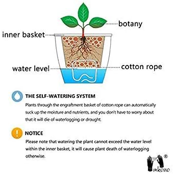 Mkono 3 Pack Self Watering Planter African Violet Pots Plastic White Flower Plant Pot with Wick Rope for All House Plants, Flowers, Herbs, Large
