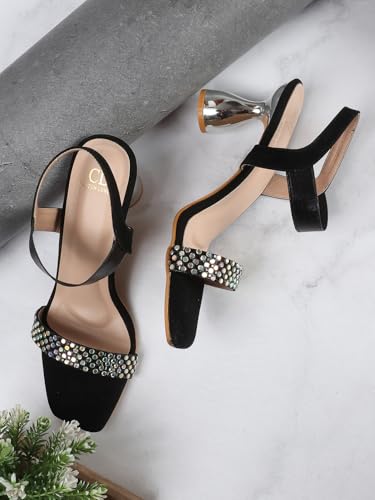 Image of Carlton London Women Stylish Fashion Embellished Sandals for Outdoor, Party, Wedding and Holidays with Stiletto Heels