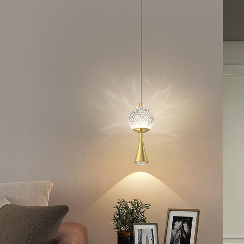 Lampe suspendue LED en cuivre moderne réglable à gradation tricolore