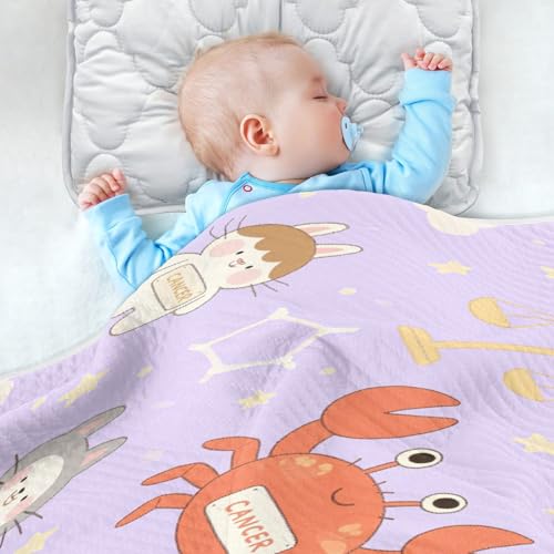 Custom Animal Crab Rabbit Libra Lilac Blanket for car seat Cozy Personalize Photo Blankets with Names on for Nursery Stroller Crib 30x40in mantitas para4
