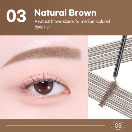 Image of PERIPERA Speedy Skinny Brow Mascara (03 NATURAL BROWN), Tinted Eyebrow Mascara with Slim Precision Brush, Clump-Free Natural Brows, K Beauty, Korean Makeup