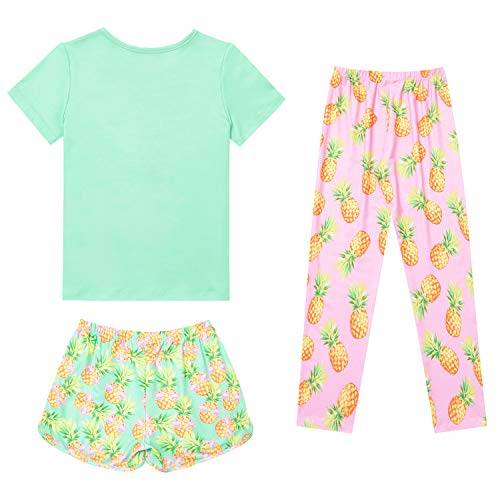 Image of Mirawise Girls 3 Pc Pajamas Sleepwear Cotton Pjs Clothes Set 4-13 Years