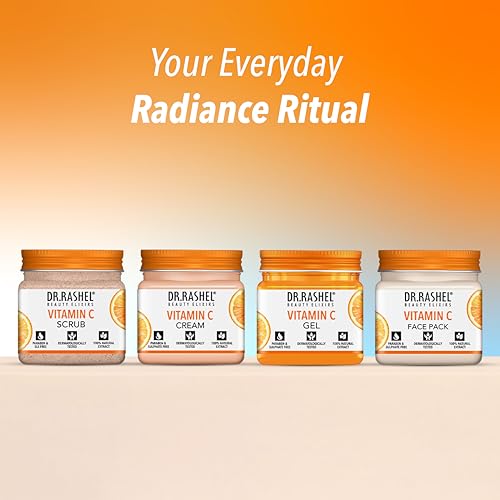 Image of Dr. Rashel Vitamin C Facial Kit, 4-Piece Set with Scrub, Gel, Cream and Face Pack (45ml Each)