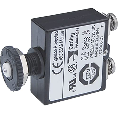 Blue Sea Systems 2129 Push Button Reset Only Screw Terminal 3A Circuit Breaker