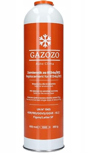 Gazozo Auto Clima Refrigerante 650ml – Botella Grande Sustituto R134a/R12 para Aire Acondicionado de Coche – Gas Ecológico