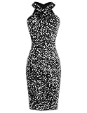 GRACE KARIN Sequin Dress Evening Party Club Prom Dresses Black Silver Velvet Sequin S