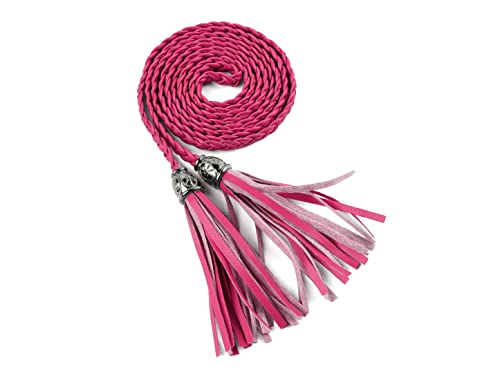 Allegra K Women's Skinny Woven Tassel Braided Belt for Dress
