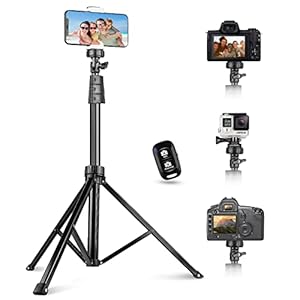 UBeesize 67″ Phone Tripod&Selfie Stick, Camera Tripod Stand with Wireless Remote and Phone Holder, Perfect for Selfies/Video Recording/Live Streaming Black