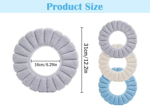 Anlising 3PCS Wärmer WC-Sitzbezüge, Waschbar WC-Sitzwärmer, Toiletten Sitzbezug Sitz, Toilettensitzabdeckung, Wc Sitzwärmer Kissen, Toilettensitzkissen, für Toilettensitze (3 Farben)