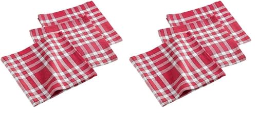 douceur d'intérieur, 3 Serviettes de Table (45 x 45 cm) Traditio Rouge, Coton Tissé (Lot de 2)