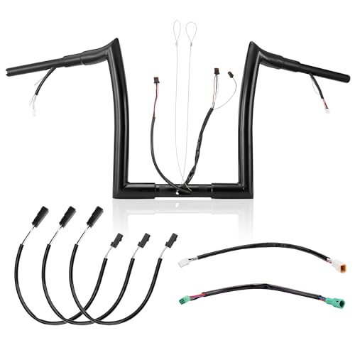 Prewired 1.5' Fat 2014-2023 Road Glide Handlebars Ape Hangers Pre-wired CAN-Bus Wire and Guiding Line for Harley 2014-2023 Road Glide/Road Glide Special/Road Glide Custom 12' Rise Meathook Bar, Black