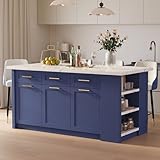 homary Blue Kitchen Island with Storage 72''...