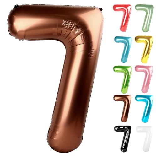 Coffee Brown Number 7 Balloon 40 Inch - 7th Balloon Number Decorations