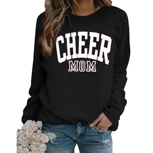 Cheer Mom Sweatshirts for Women Crewneck Long Sleeve Game Day Sweatshirt
