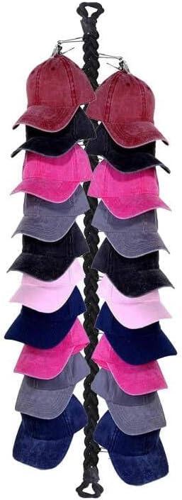 Organizador de cadena de almacenamiento para gorras de bastidor con 20 clips de acero inoxidable para colgar y colgar en la pared o en el