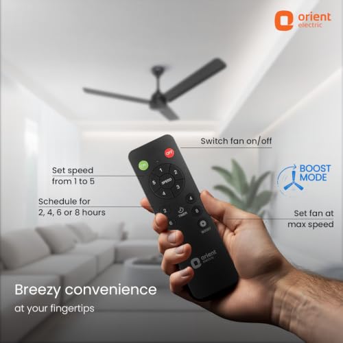 Image of Orient Electric 1200 mm Uno BLDC | BLDC energy saving ceiling fan with Remote |BEE 5-star rated | Saves up to 50% on electricity bills | 3-year warranty by Orient | Black