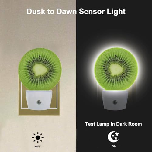 Image of Tropical Kiwi Fruit Night Light Fruits Pattern Night Lights Plug into Wall for Boys Girls, Plug-in Nightlight 0.5W LED Lighting for Stairway Hallway Bedroom