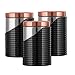Price comparison product image Tower Linear Set of 3 Storage Canisters, Stainless Steel, Black and Rose Gold , 11.6 x 11.6 x 17cm