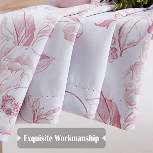 Beauoop Full Blackout Window Curtain Panels Floral Botanical Print Room Darkening Thermal Insulated Drapes Rose Grommet Window Treatment For Bedroom Nursery Office, 52 X 63 Inch, White/Pink, 2 Panels #TOP5