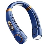 Ventilator für Hals, 5 Geschwindigkeiten, wiederaufladbar, leises Belüftungswerkzeug, tragbarer 7-farbiges LED-Licht, kleiner Hals-Ventilator mit Display, für Sommer, Reisen, Auto, Fahren, Outdoor
