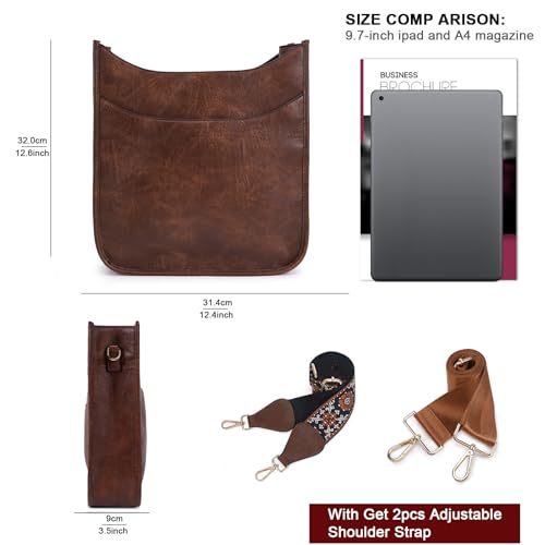 Image of HKCLUF Crossbody Bag for Women Vegan Leather Hobo Handbags Guitar Strap Purse Shoulder Bucket Bag with 2PCS Adjustable Straps
