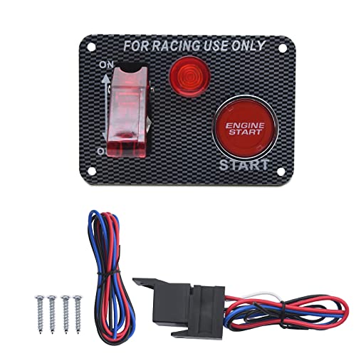 CT-CARID Painel do interruptor de ignição 12 V, interruptor de botão do início do motor da fibra de carbono para o carro de competição