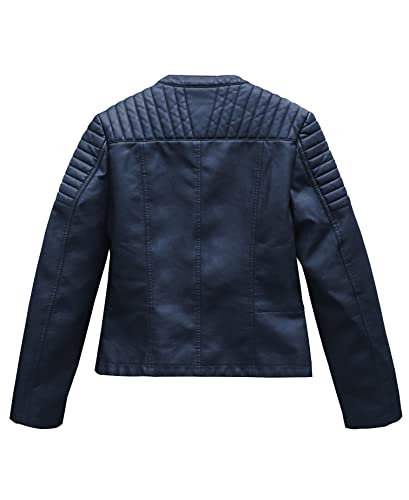 Olivia Miller Womens Faux Leather Zip Up Moto Biker Jacket Jk5207S Navy Small #TOP4