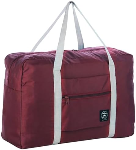 Foldable Travel Duffel Bag Tote Carry on Luggage Bag Spirit Airlines Personal item Sports Gym Bag Water Resistant Weekender Overnight Bags for Women and Men (Red)