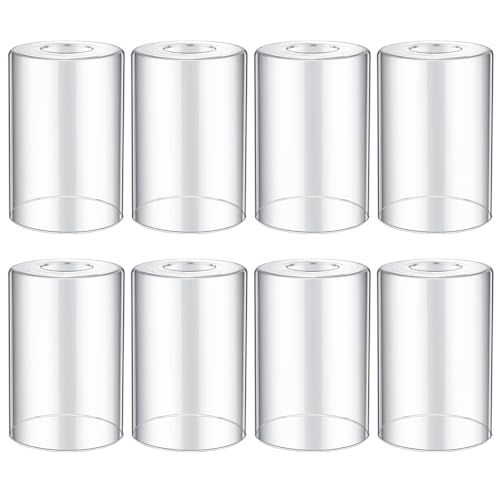 Image of Teenyyou 8 Pcs Clear Glossy Glass Shade Replacements for Pendant Light Fixtures Glass Lamp Shade Cover, 1-5 /8 Inch Fitter E26 Base, 4 inchw x 6 inchh, Replacement Lamp Globe for Chandelier Wall Sconce