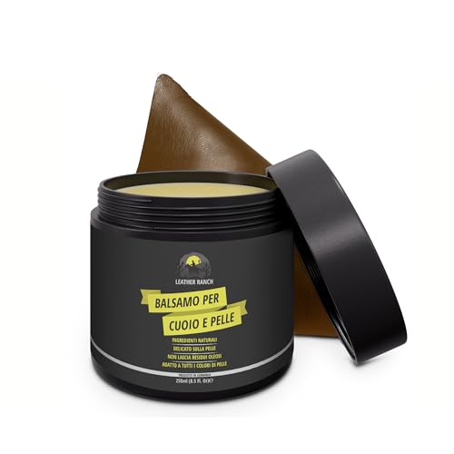 LeatherRanch Balsamo Riparatore Divano Pelle, Giacche e Borse - Trattamento Sedili Auto Nera e Colorata e Scarpe - Kit Rinnovo Fai da Te, 250ml