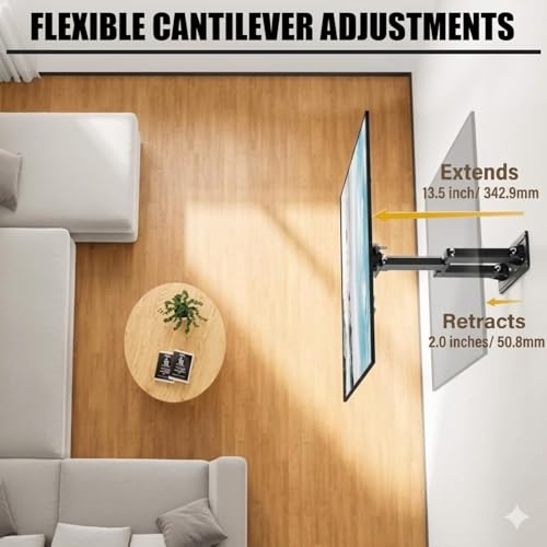 Image of Caprigo Full Motion TV Wall Mount Bracket for 26 to 50 Inch LED /HD /Smart TV's, Universal Heavy Duty TV Stand for Wall with Swivel Rotation & Tilt Adjustments (M472)
