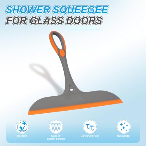 Image of PATIKIL 10 Inch Shower Squeegee for Glass Doors, 2PCS All-Purpose Shower Squeegee for Tile Shower Walls Window Car Windshield, Light Grey