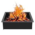 Skcoipsra Square Fire Pit Ring, 34-Inch Outer/31-Inch Inner DIY Fire Pit Insert for Outside Wood Buring, Heavy Duty Matel Steel Campfire Ring for Garden, Yard, Patio, Camping