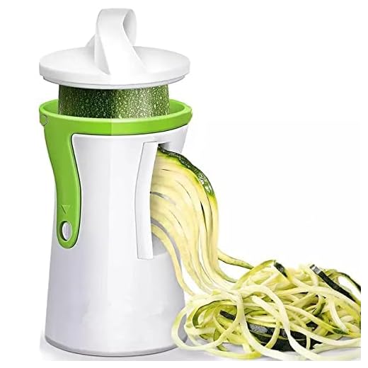 Cortador Multiusos de Verduras 3 en 1 | Espiralizador Profesional con cuchillas de Acero Inoxidable | En Forma de Espagueti, Pasta de Calabacín, Cortador en Espiral Manual | Adecuado para Zanahorias