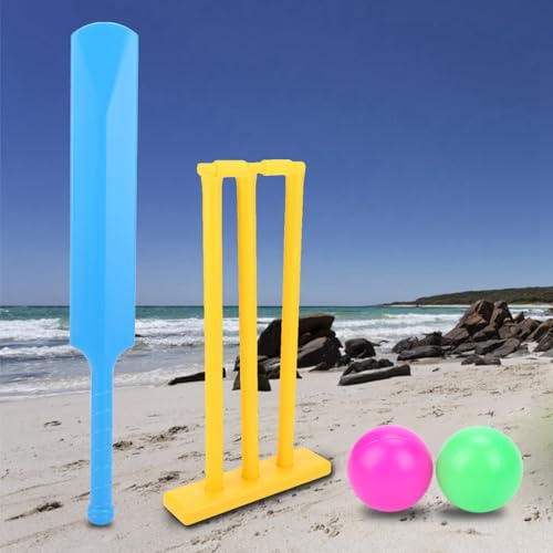 KELFEEAO Children Cricket Set, Bat and Ball Beach Wicket Stand Children Cricket Gift Sports Interactive Board Game Cricket Play Toys Cricket Bat Set for Garden Beach