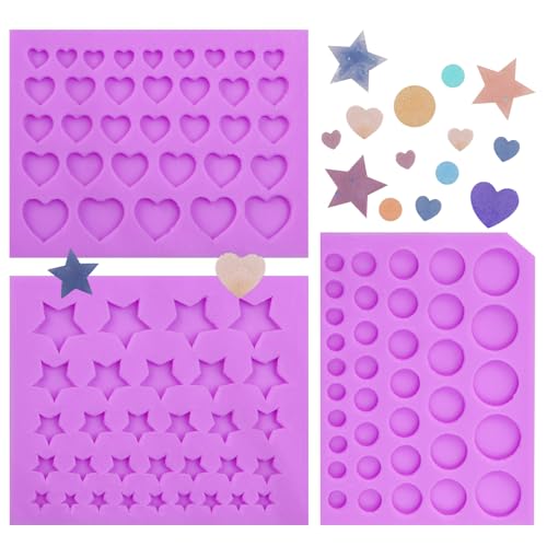 Valentine Day Silicone Molds Heart Star Chocolate Ball Fondant Molds Pearl for 3D Cake Decorating Cupcake Topper Gum Cookie Dessert Dough Clay Resin DIY Craft Set of 3