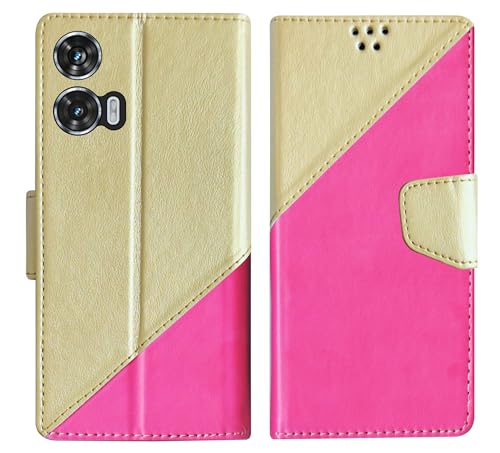 Image of SBMS Flip Cover for Motorola Moto Edge 50 Fusion 5G / Moto G96 / Moto G85 Back Cover Case with Magnatic Closure|Inbuilt Stand|Card & Money Pocket (Multipink)