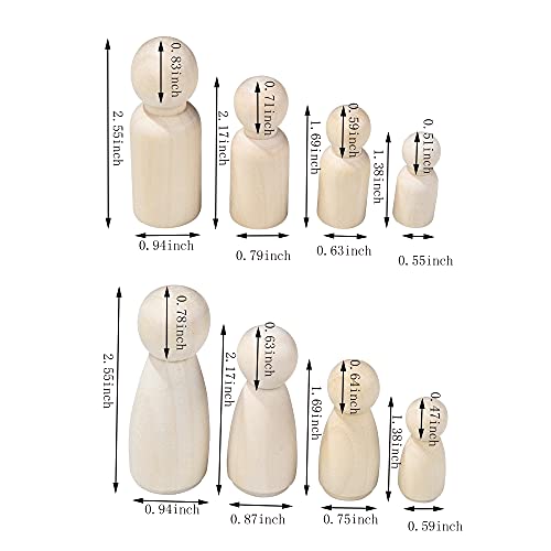 Qdxativp YY-203 56 Pcs Unfinished Natural Wooden Peg Dolls,Little Wooden Peg People thumb #1