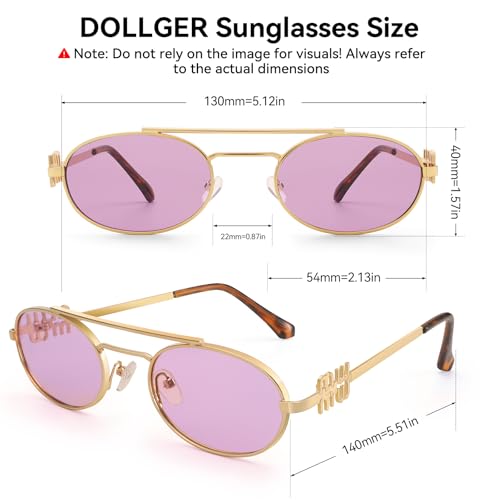 Dollger Retro Oval Sunglasses for Women Double Bridge Trendy Gold Frame Small 90s Designer Shades Sunglasses4